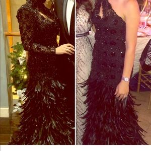 Custom made prom maxi feather mermaid dress Small
